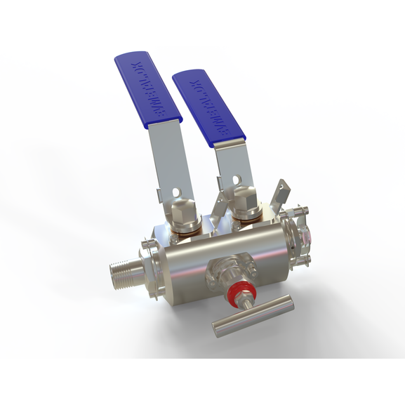 DBB valve with anti-vibration connection-ends.