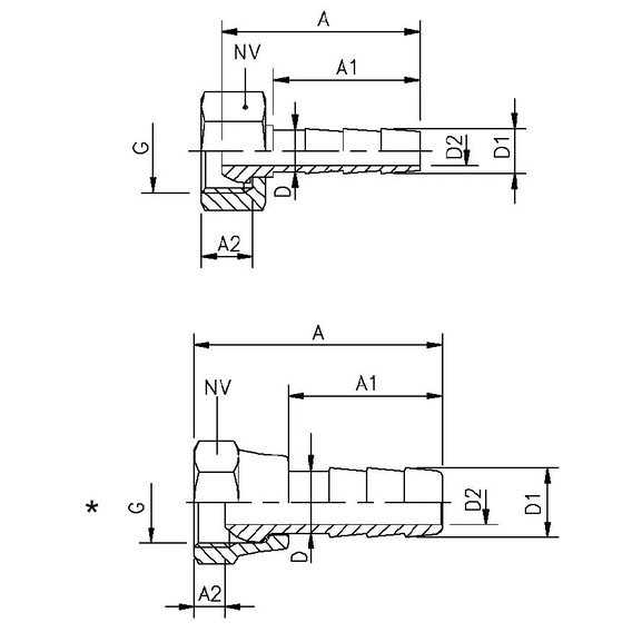 1002B Hose barb adapter with cone