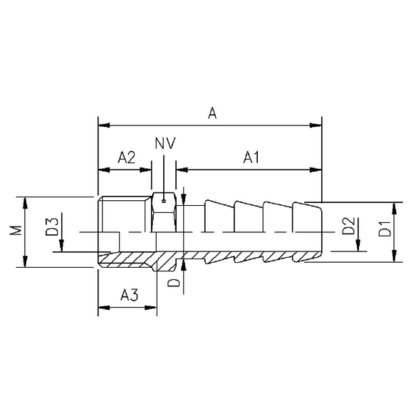 1003MG Hose barb adapter for gas