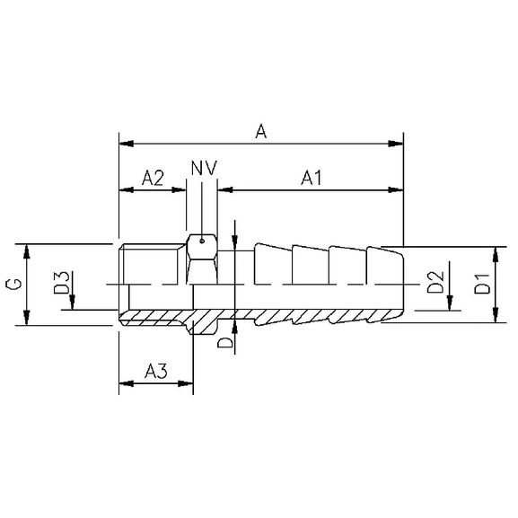 1004BG Hose barb adapter for gas