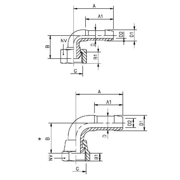 1028B Hose barb adapter elbow