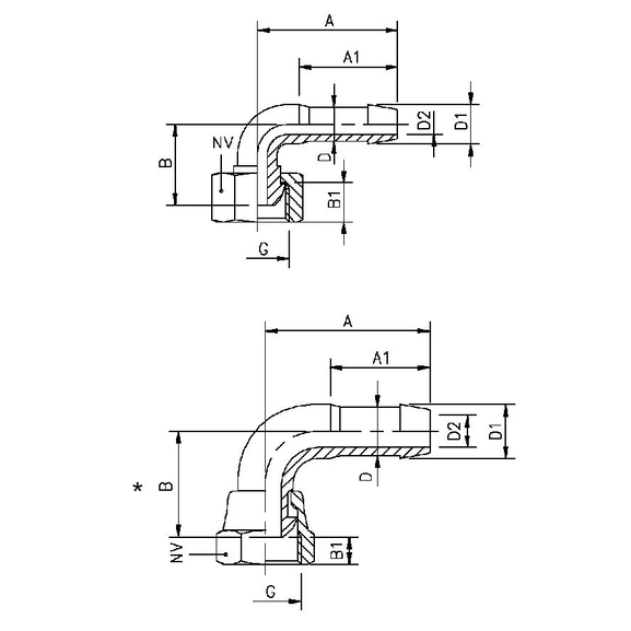 1028B Hose barb adapter elbow
