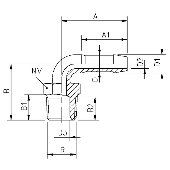 1033B Hose barb adapter elbow
