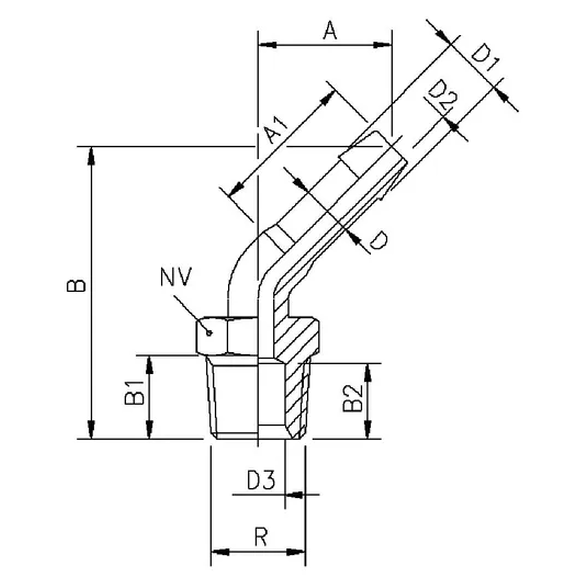 1033B Hose barb adapter elbow 45°