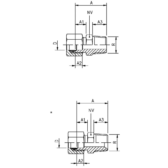 68F Nipple for pipe in mm with pipe thread