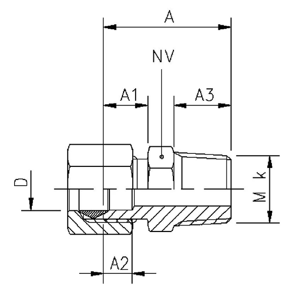 68F Nipple with metric thread