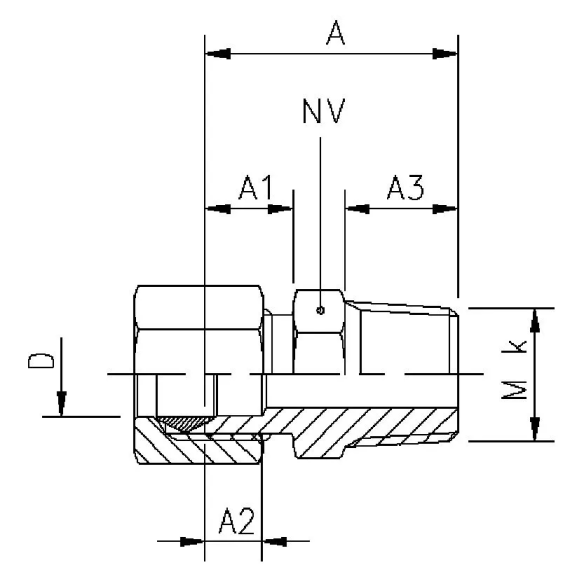 68F Nipple with metric thread