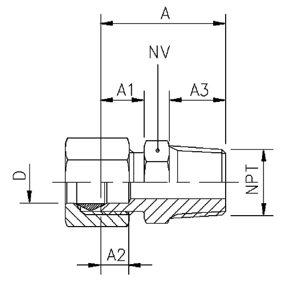 68F Nipple for pipe in inches with NPT thread