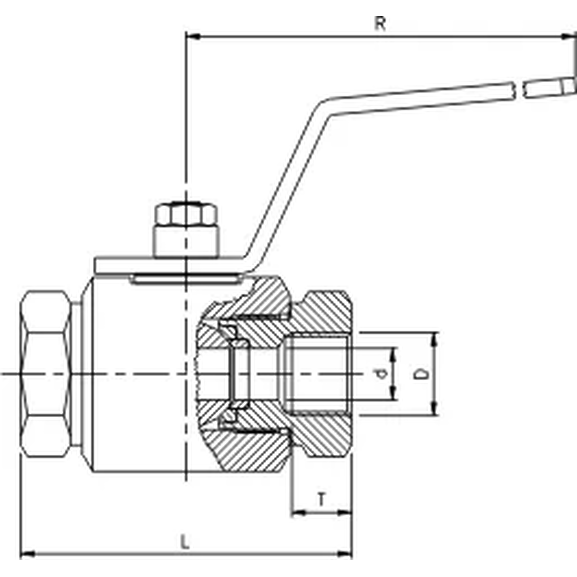 Stainless steel ball valve with f. NPT-thread (IN)